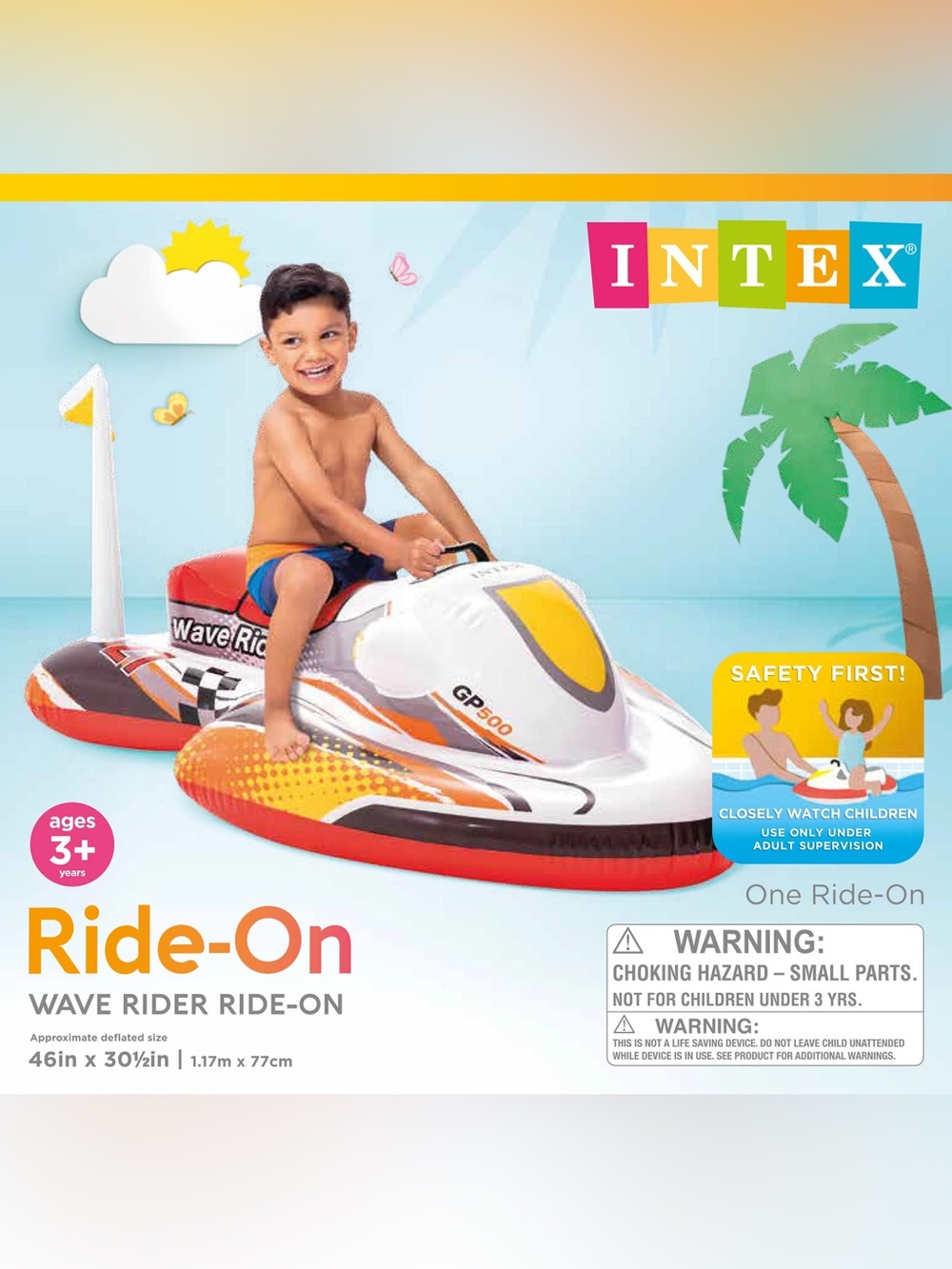 Intex Wave Rider Kids Ride-On - Red, White & Yellow - Picture 3 of 3